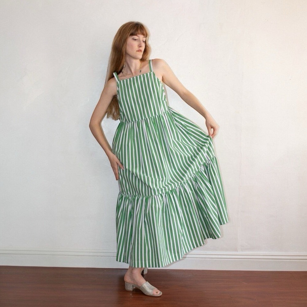 No. 6‎ Eden Cotton Poplin Striped Maxi Cottagecore Boho Dress Size 3 US L 8/10
